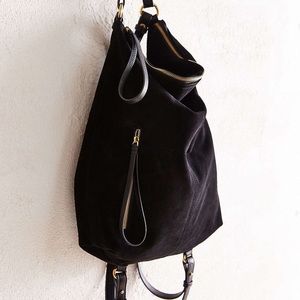 Urban Outfitters Black Suede Convertible Backpack